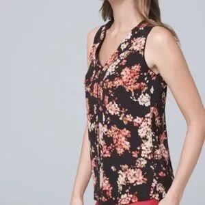 White House Black Market Floral Sleeveless Blouse